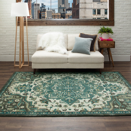 House of Hampton® Moten Performance Teal/Brown Rug & Reviews Wayfair